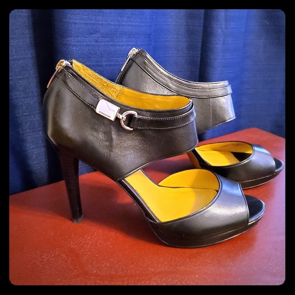 Coach Black Ankle Strap Heels